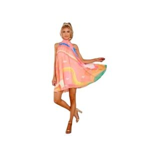 Aura by Red Dress Dream Drop Babydoll Halter Womens S Fairy Whimsy Rainbow